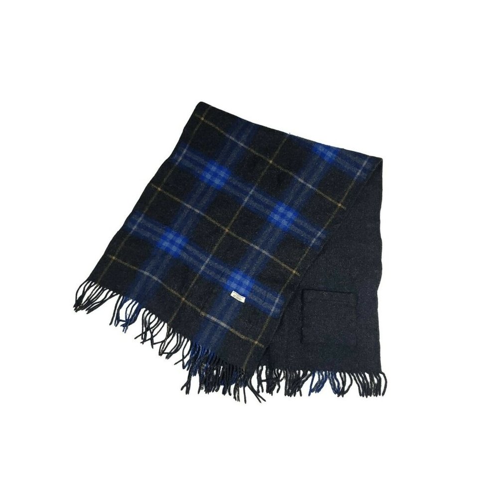 Burberry St Helene Cashmere Scarf Shawl Wrap Novacheck Blue Tartan Authentic